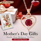 Heart Birthstone Pendant Necklace for Women 925 Sterling Silver Zirconia Necklaces Valentine'S Day Anniversary Birthday Mothers Day Jewelry Gifts for Her Mother Wife