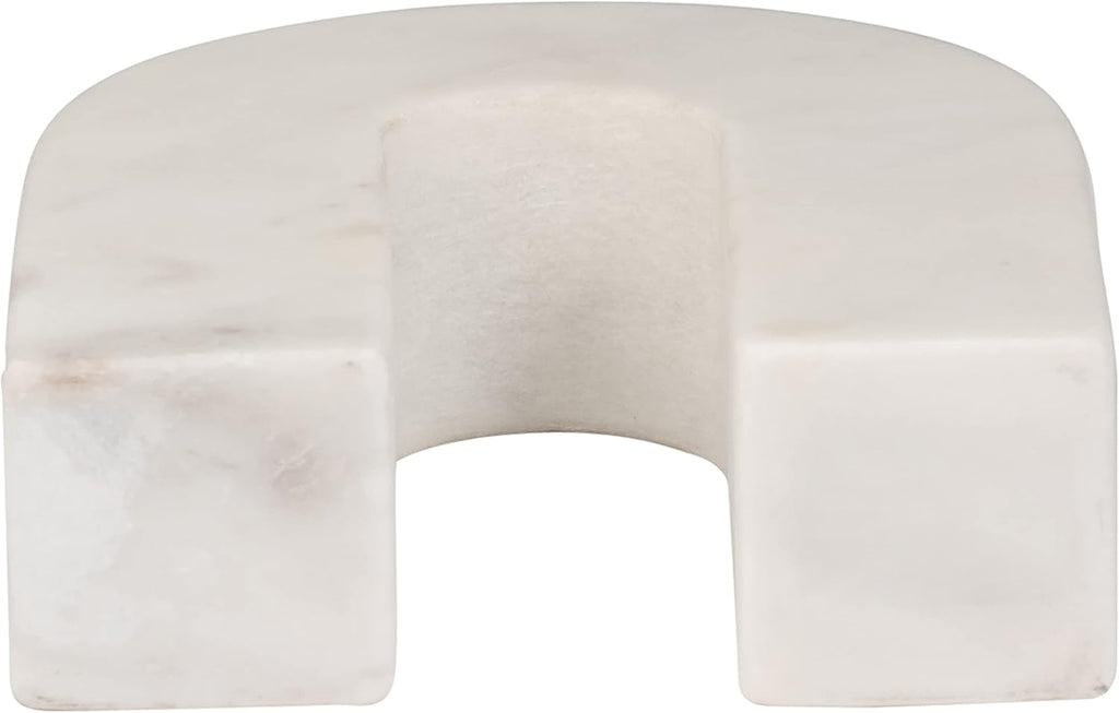 Marble Horseshoe Tabletop Decor White, Contemporary, 5" L X 2" W X 6" H