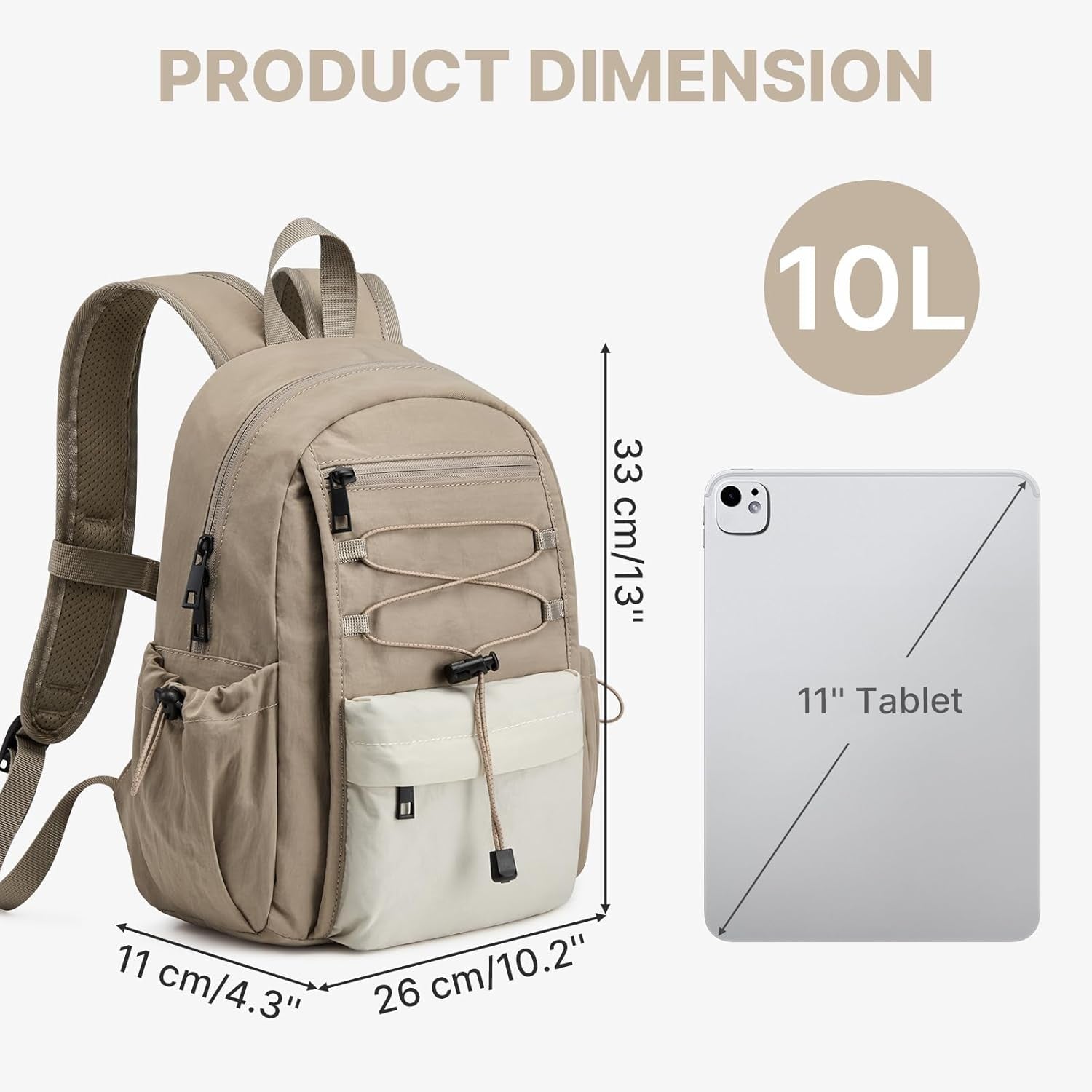 10L Small Hiking Backpack for Women Men | Mini Lightweight Travel Casual Daypack, Water Repellent Fabric, Fits 11" Tablet