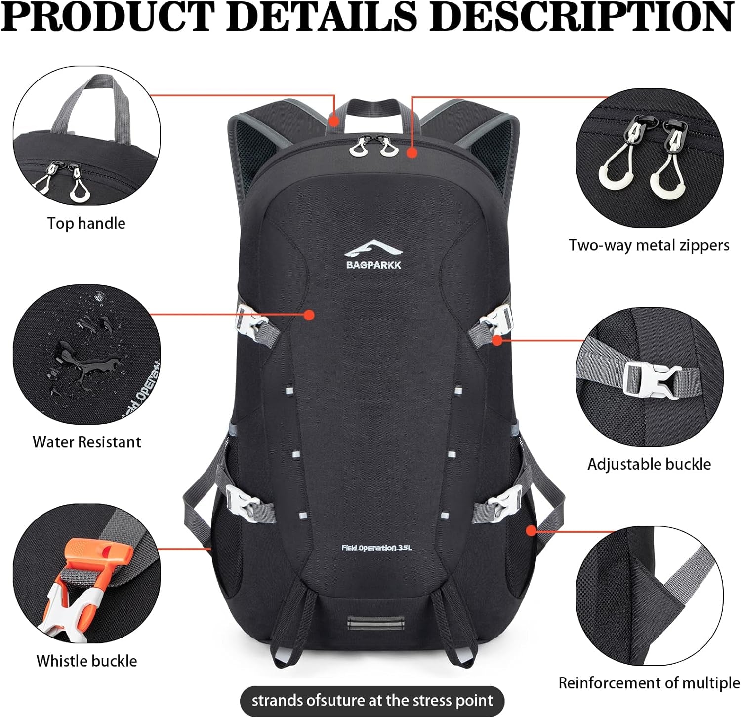 35L Ultra Lightweight Foldable Packable Hiking Backpack | Travel Backpack, Survival Whistle, Water-Resistant, Camping Daypack, Outdoor Sports, 0.88 Pounds, Men & Women