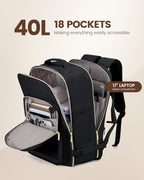 40L Travel Backpack Flight Approved Carry on Backpack,3 Packing Cubes,Waterproof Personal Item Travel Bag,Tsa Carry on Luggage Suitcase Travel Essentials,Gifts for Women & Men,Fits 17" Laptop