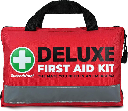 380 Pieces Deluxe First Aid Kit Compact Trauma Medical Kits with Assorted Bandages, Instant Cold Pack, Emergency Blanket for Home, Travel, Camping, Vehicle, Emergency Kits(Red)