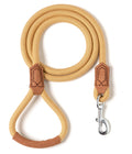 Dog Leash with Genuine Leather Connection/Handle, 4/5/6 FT | Rope Leash, Heavy Duty 360° Swivel Metal Clasp, for Small Medium & Large Dogs