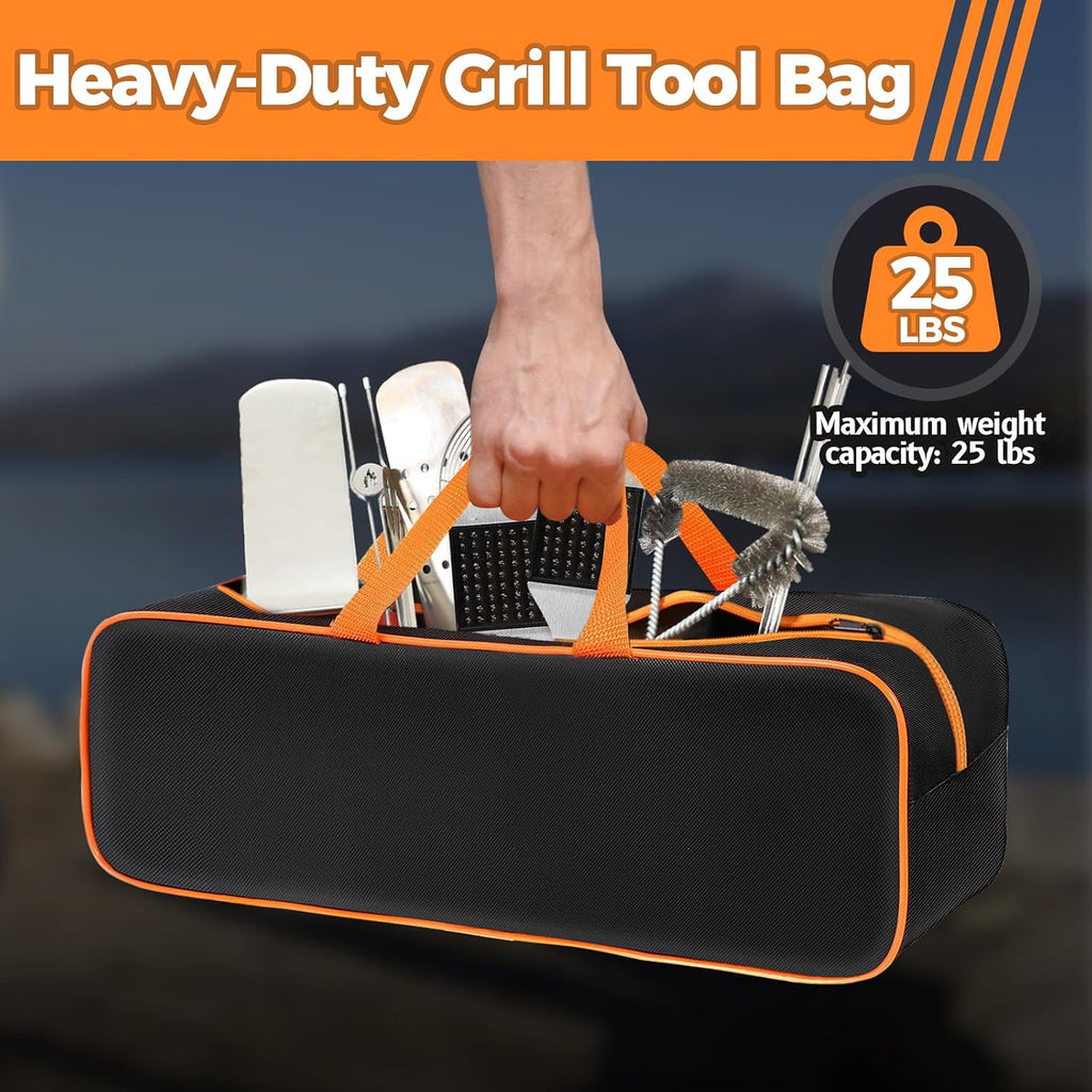 Grill Utensil Storage Bag for Outdoor Grilling, 20 X 6 X 5 In, Black | 1680D Oxford Fabric, Large Capacity Grill Tool Storage Bag, Accessories Storage Compatible with Blackstone Griddle