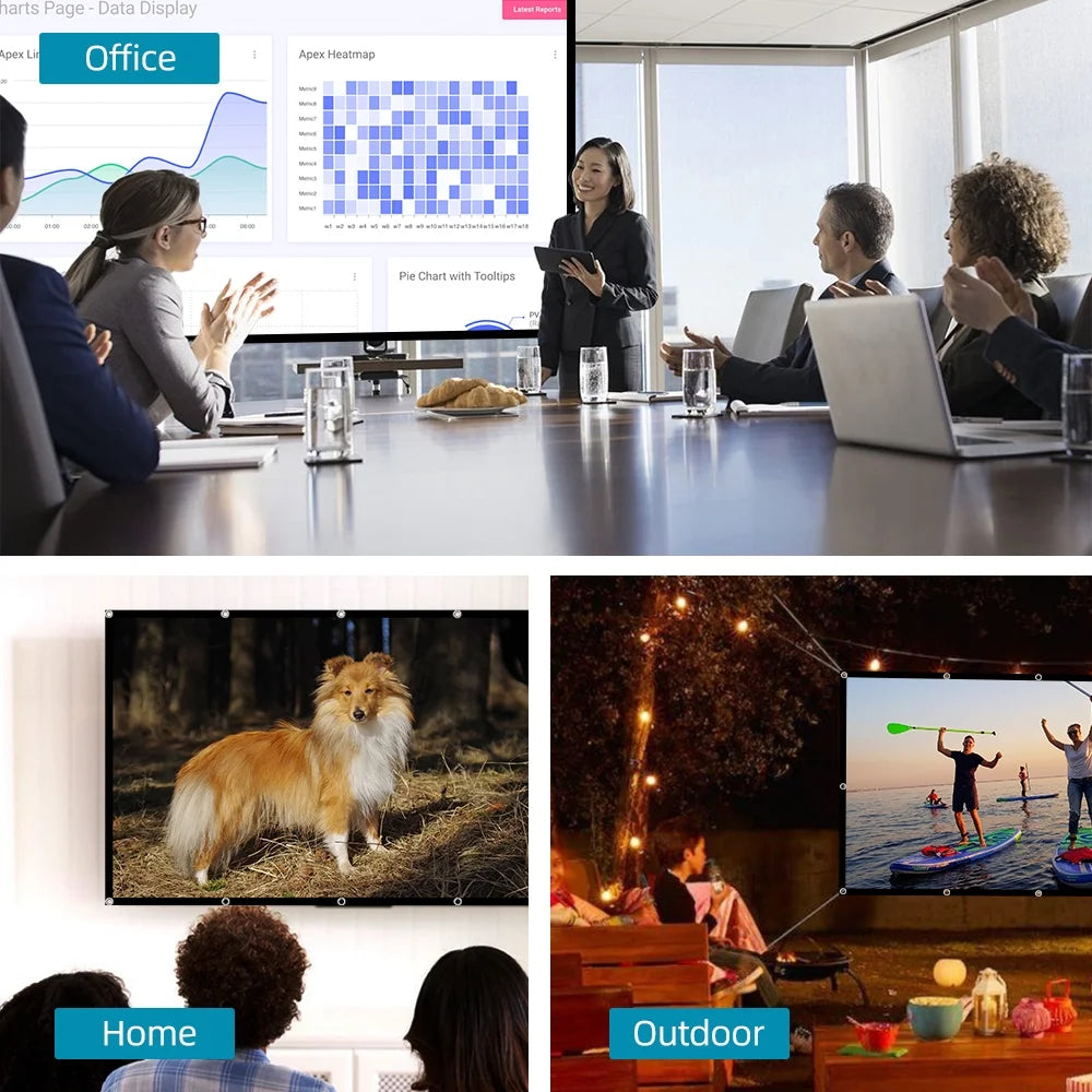 Projection Screen 100 Inch 16:9  Projector Screen Portable Outdoor Indoor Wrinkle-Free 4K HD Wall-Mounted Backyard Movie Night Camping Office Presentation (221X125Cm)