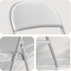 Folding Chairs with Padded Vinyl Cushion Chairs with Comfortable Cushion and Durable Steel Frame for Home and Office, for Indoor and Outdoor Events (White, Vinyl, 4 Pack)