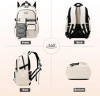 Laptop Backpack Large Cool Aesthetic Waterproof Hiking Travel Backpacks Multiple Pockets Book Bag for College Women Men (Black)
