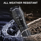 Tactical Flashlight 2Pk，Super Bight Zoomable 5 Modes Flashlight | AAA Battery Power 1500Lm Waterproof Portable Pocket LED Flashlights for Power Outage, Emergency, Camping Essential