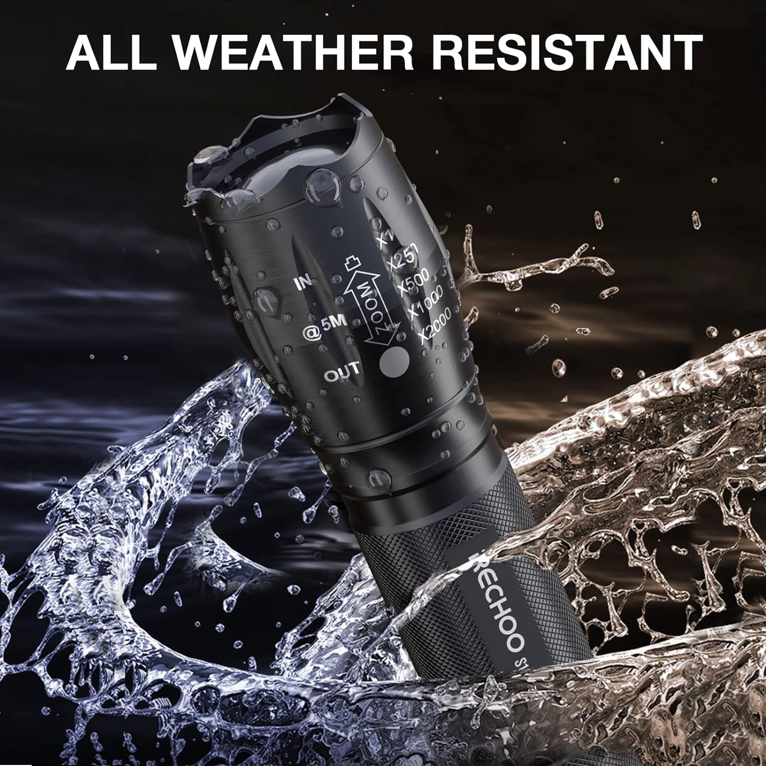 Tactical Flashlight 2Pk，Super Bight Zoomable 5 Modes Flashlight | AAA Battery Power 1500Lm Waterproof Portable Pocket LED Flashlights for Power Outage, Emergency, Camping Essential
