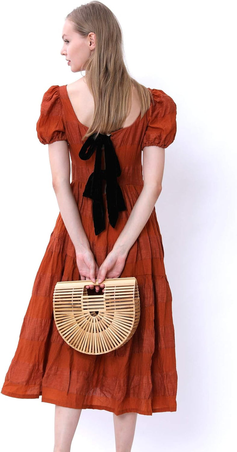 Womens Bamboo Handbag Handmade Large Tote Bag Straw Beach Bags | Beach Purse Size