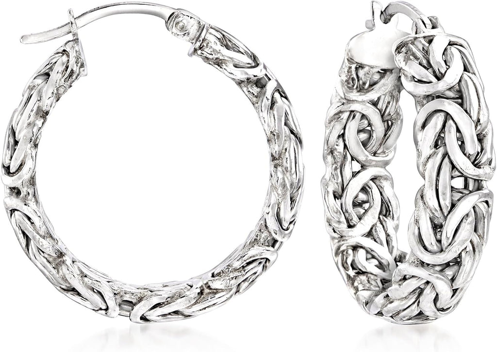 Sterling Silver Byzantine Hoop Earrings