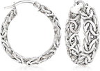 Sterling Silver Byzantine Hoop Earrings