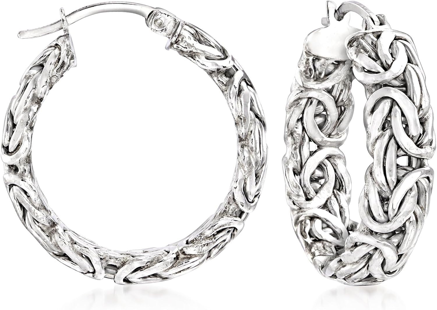 Sterling Silver Byzantine Hoop Earrings