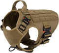 Tactical Dog Harness for Medium Dogs,Full Metal Buckles Dog Vest | with MOLLE, Reflective,Adjustable,2 Leash Clips,Control Handle,No Pull,Soft Padded,Brown,Medium