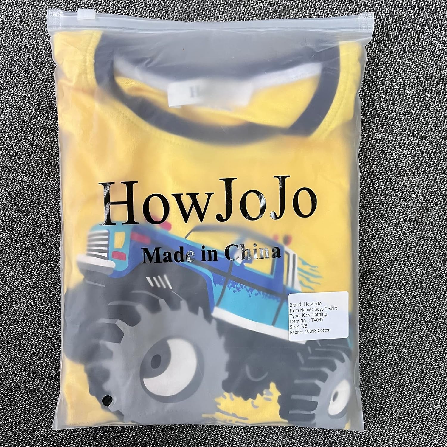 Boys Long Sleeve Cotton T-Shirts Monster Truck Shirt Graphic Tees