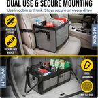 3-Section Modular Trunk Organizer XL – Car Storage for Groceries, Cleaning Supplies, Tools, Sports Gear – Foldable L-Shape Cargo Bin – Gray