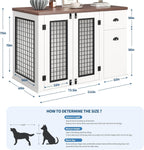 44 Inch Dog Crate Furniture, Large Dog Crate Furniture with Drawer Sand Side Cabinets, Wooden Dogs Kennel Indoor for Small Medium Large Dogs, White
