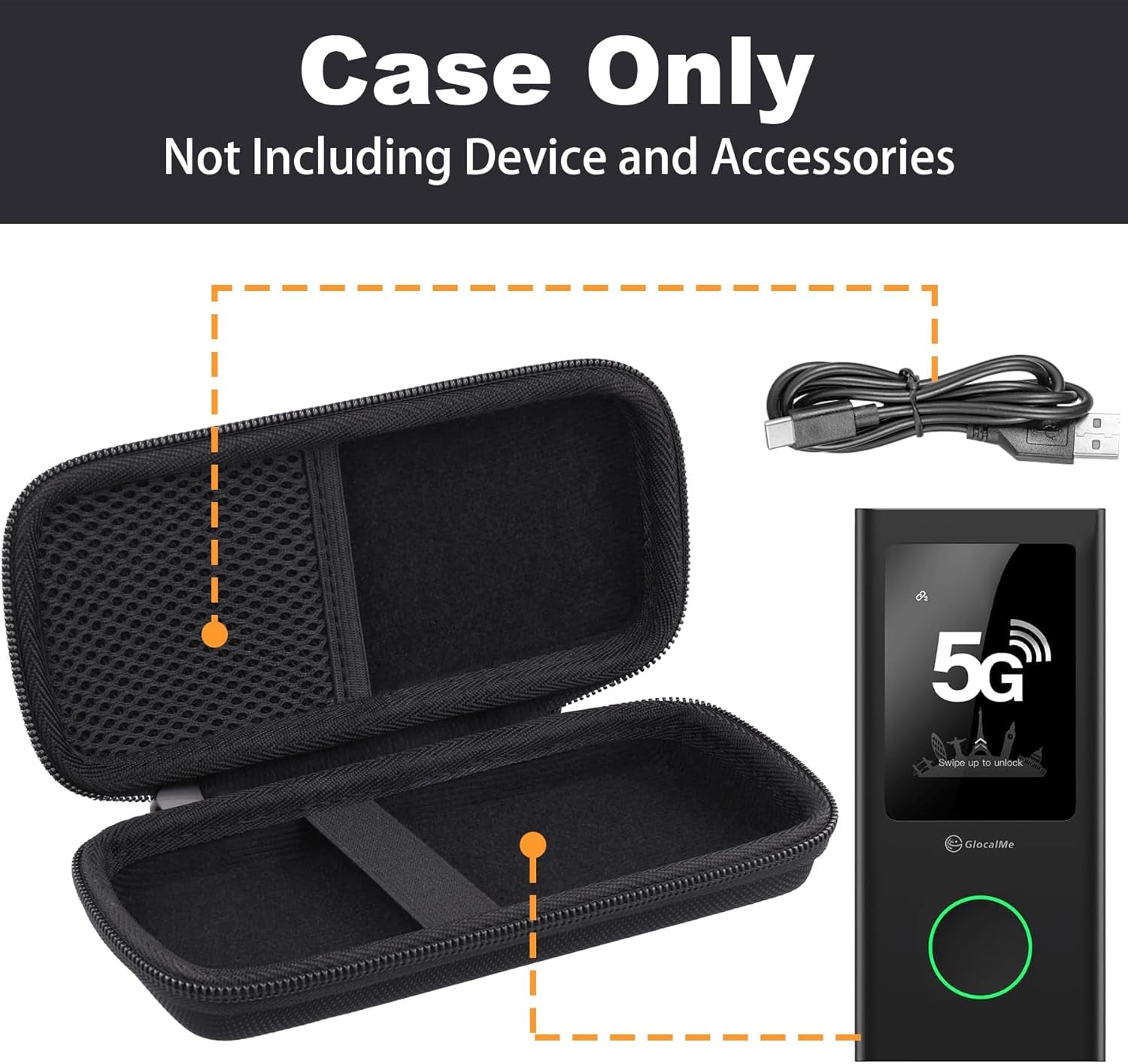 Hard Case for Glocalme Numen Air 5G Mobile Hotspot, Black | EVA Case Construction, Water-Resistant Design, Dust-Resistant Design, Protective Case Only