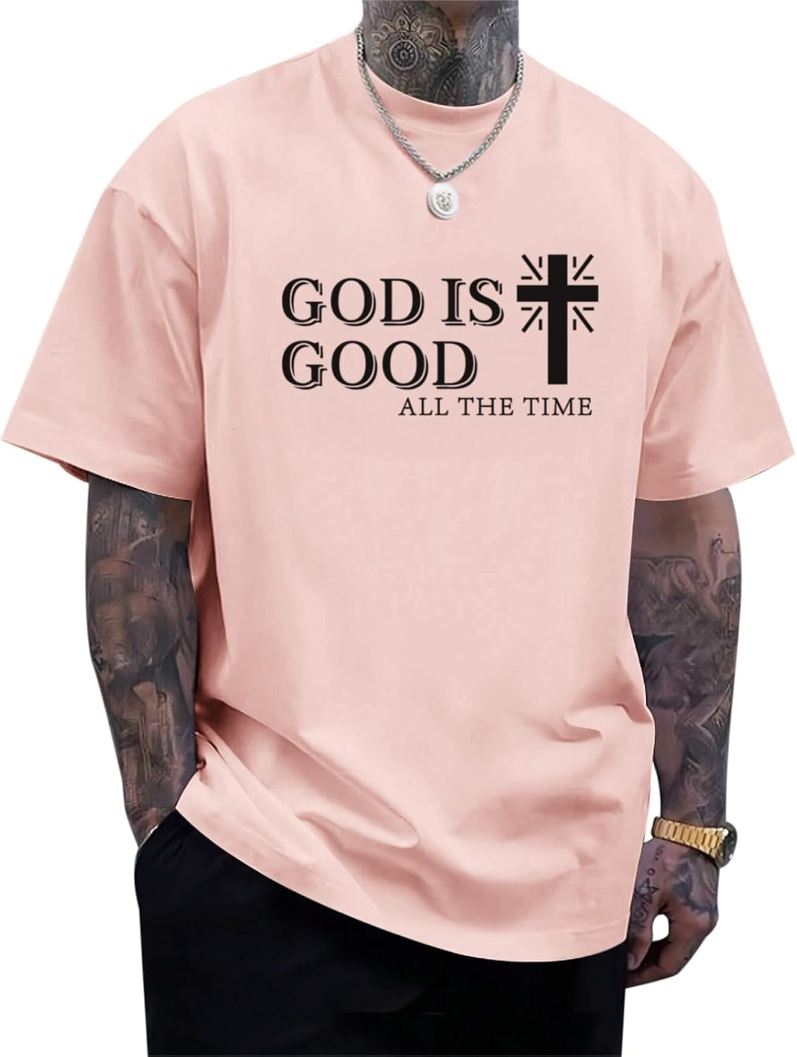 God Is Good Shirt Christian Jesus Cross T Shirts for Men Religious Faith Inspirational Vintage Oversized Graphic Tees