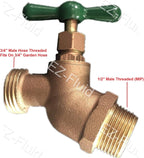 1/2" MIP X 3/4" MHT Heavy Duty Brass Hose Bibb, Outdoor Water Spigot Hose Faucet, No-Kink Garden Hose Shut off Valve, Male Hose Thread Outlet, outside Faucet Replacement Connector(1)