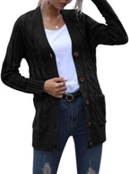 Womens Fall 2026 Long Sleeve Cable Knit Cardigan Sweaters | Open Front, Button Down, Ribbed Cuffs and Hem, Chunky Trendy Outerwear Coats, Fashion Winter Outfits