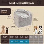 Dog Car Seat for Dogs up to 18Lbs, Lookout II, Palmer Dove (S) | Dog Booster Car Seat with Storage Tray, Elevated View Helps Alleviate Travel Sickness & Fear, Removable Washable Cover