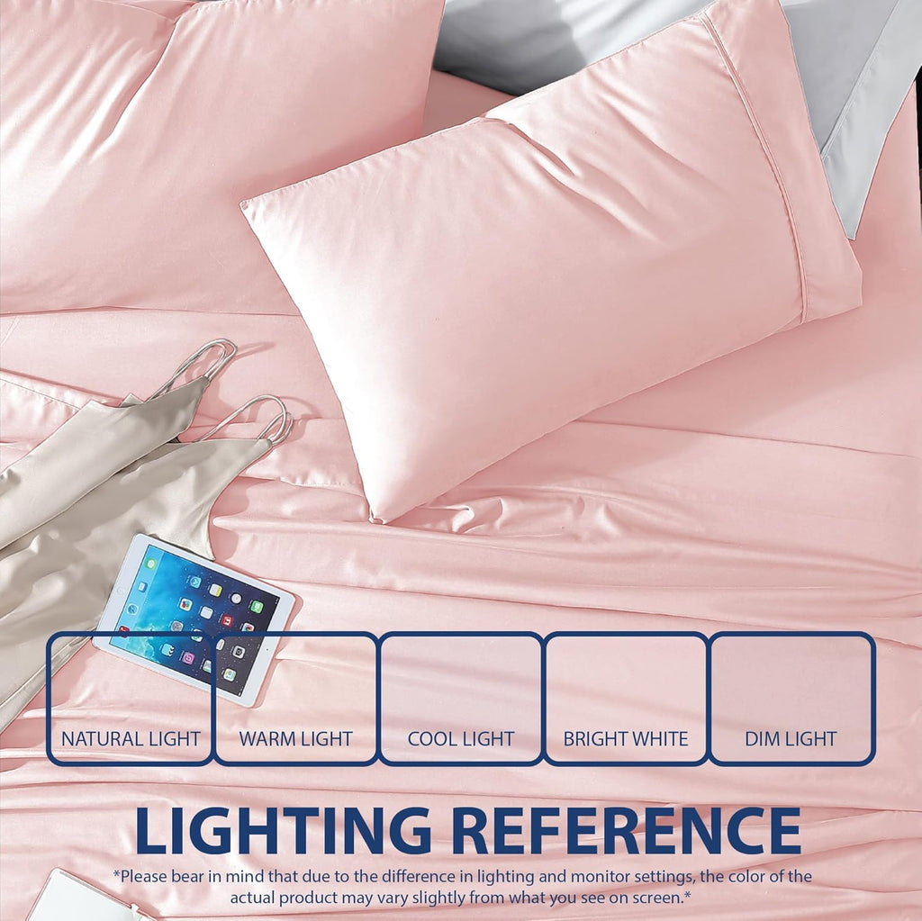 Essentials Ultra Soft Hypoallergenic Wrinkle Resistant Double Brushed Microfiber Bedding Sheet Set, Blush,3 Pcs Twin