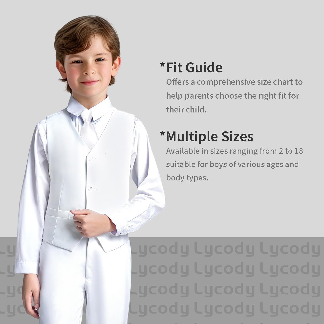 Boys Suit Vest Set Formal Dress Suits Wedding Outfit Dresswear | 4 Piece Suit for Boys, Ring Bearer Outfit, Dress Clothes, Adjustable Waist, Size 2T-18