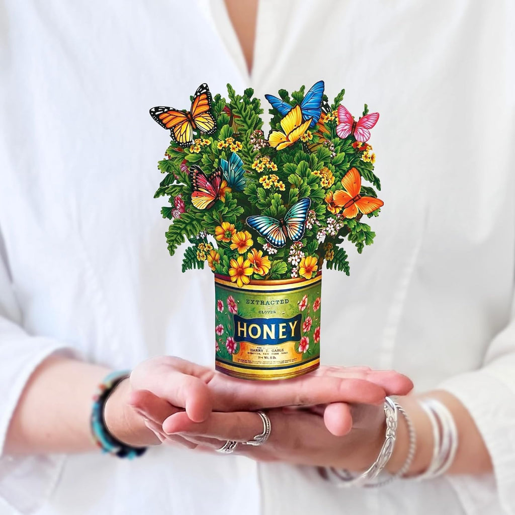Pop up Cards, Mini Buttercups & Butterflies, 6 Inch Life Sized Forever Flower Bouquet 3D Popup Greeting Card, Birthday Cards, Thank You Card, Blank Notecard & Envelope