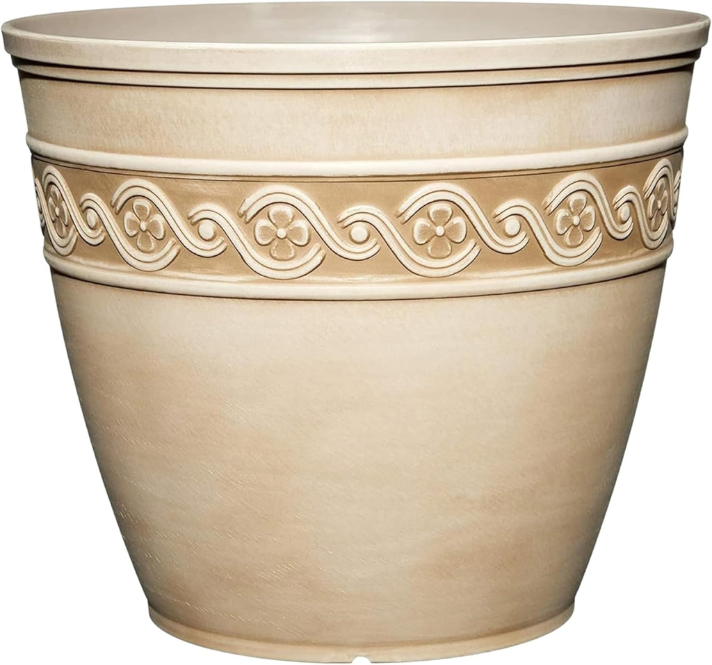 Classic Home and Garden by Growscape Corinthian Planter Pot(10" Desert Tan) | Classic Resin Plant Pots, Lightweight Indoor Outdoor Planter, Weather-Resistant, Great for Patio, Home & Garden Decor Accent