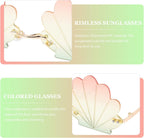 Seashell Sunglasses: Shell Shaped Eyeglasses, Fashion Rimless Wave Sunglasses for Girls Women