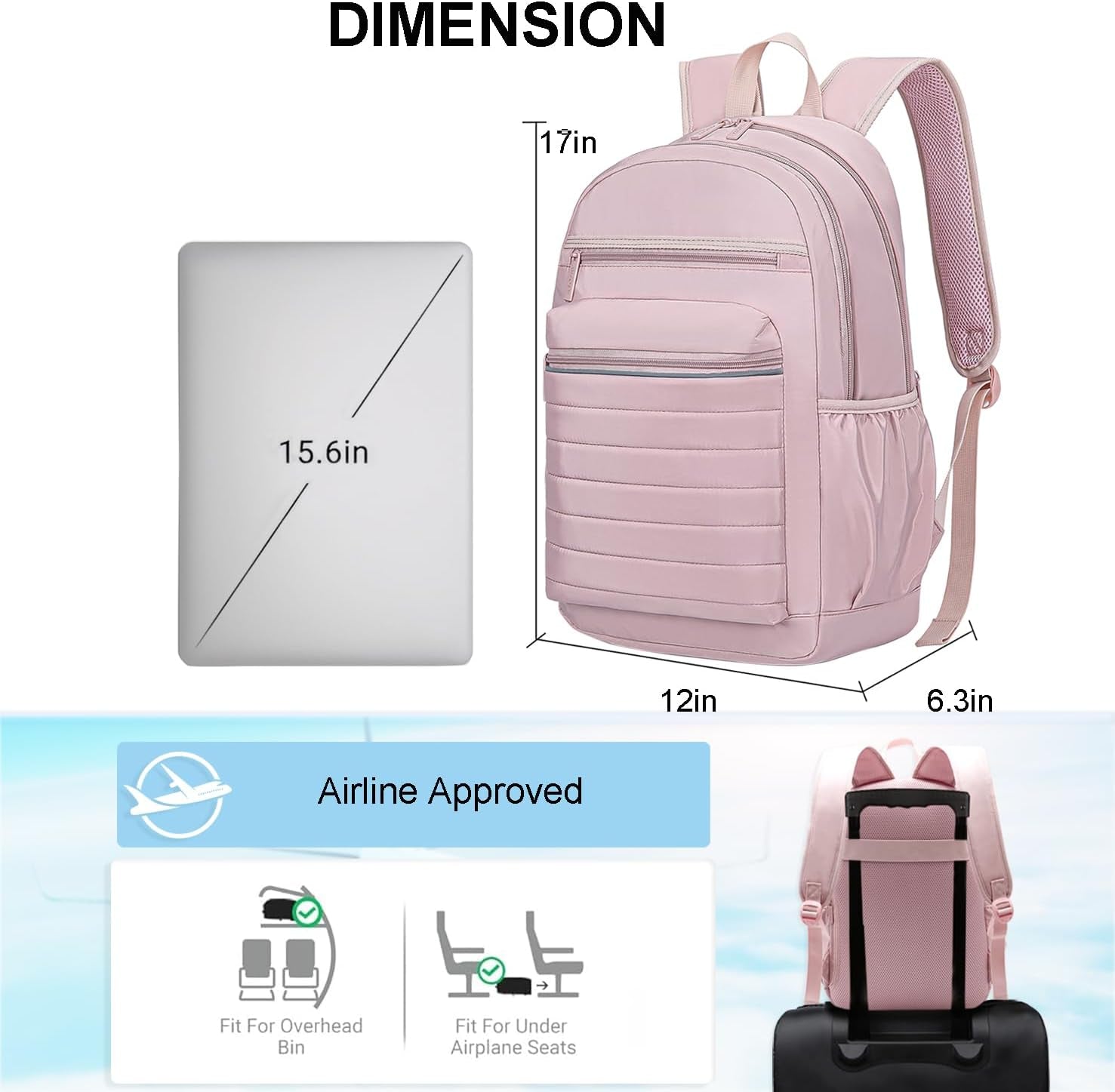 Travel Backpack for Women, Womens Work Backpacks, Backpack Purse, Back Pack for College Girls, Carry-On Travel Backpacks,Pink Bookbag (Light Pink)
