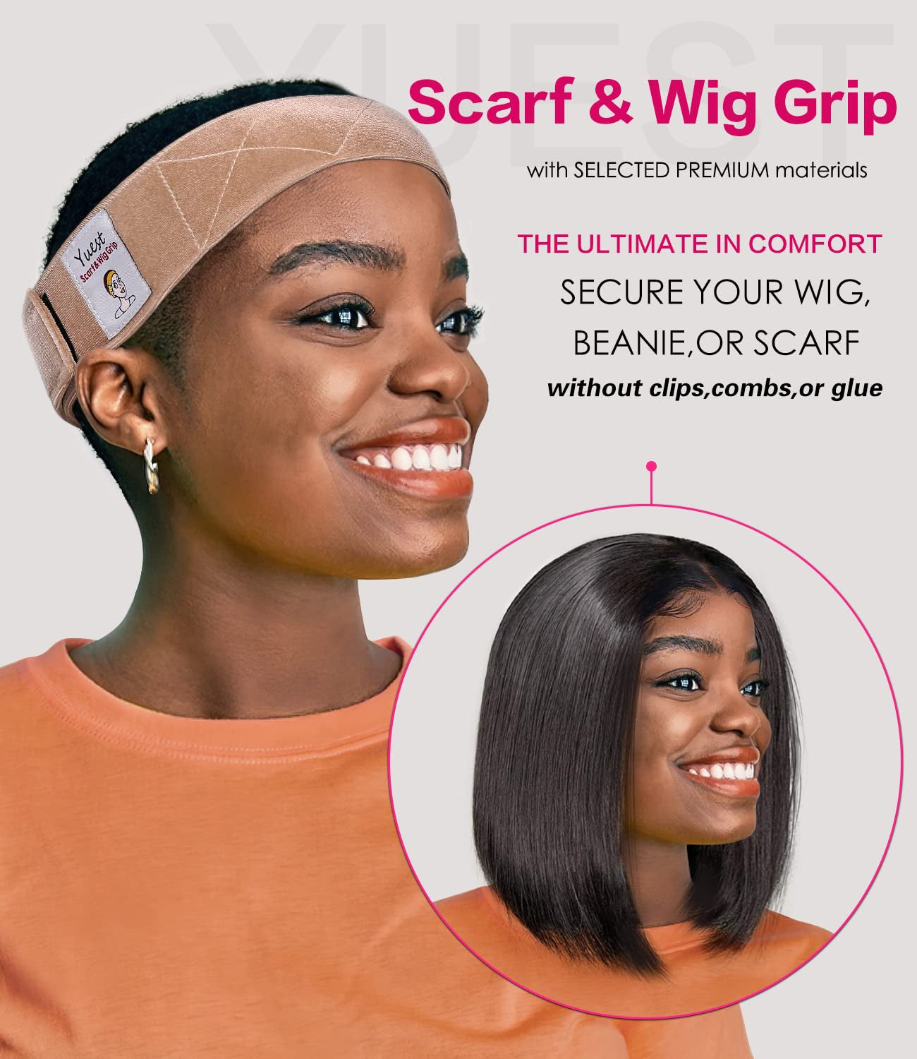 2 Pack Wig Grip Band for Keeping Wigs in Place Secured Velvet Wig Gripper Adjustable Wig Grips Headband Stay Put No Slip Accessories for Women Edge Saver