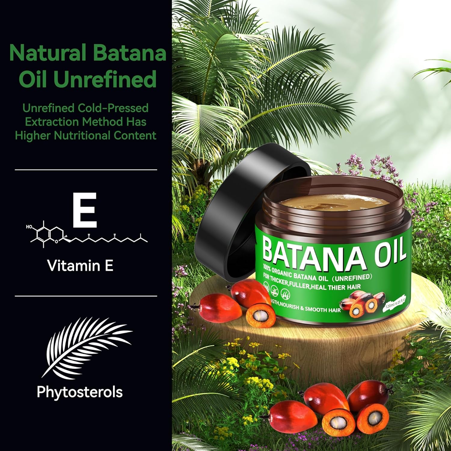 Raw Batana Oil for Hair Growth 100% Natural Raw and Pure Unrefined Batana Oil Dr. Sebi Organic Hair Oil,Prevent Hair Loss,Restores Damaged Hair and Scalp,Moisturize Scalp 4.05 OZ