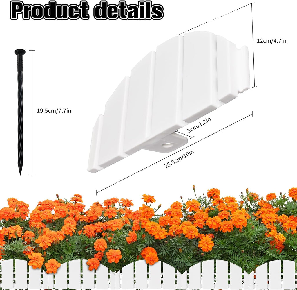 White Garden Edging Border,Garden Lawn Border with Anchoring Spikes,Lawn Edging Border for Lawn,Flower Garden Outdoor Patio Pathway,No Dig Flexible Lawn Edging (30)