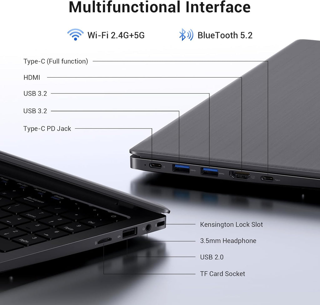 Laptop Computer, Pentium Gold up to 3.4Ghz (Beats Pentium, Celeron), Type-C PD, HDMI, USB 3.2, TF Card Slot, 14" FHD IPS, 8GB RAM, 128GB SSD, up to 2TB, Laptop for Student, Business, Office