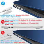 Compatible with New Macbook Air 13 Inch Case 2022 2021 2020 M1 A2337 A2179 A1932, Hard Shell Case&Keyboard Cover&Screen Film for Mac Air 13 with Touch ID (2018-2022), Navy Blue, AT13NVBL+2