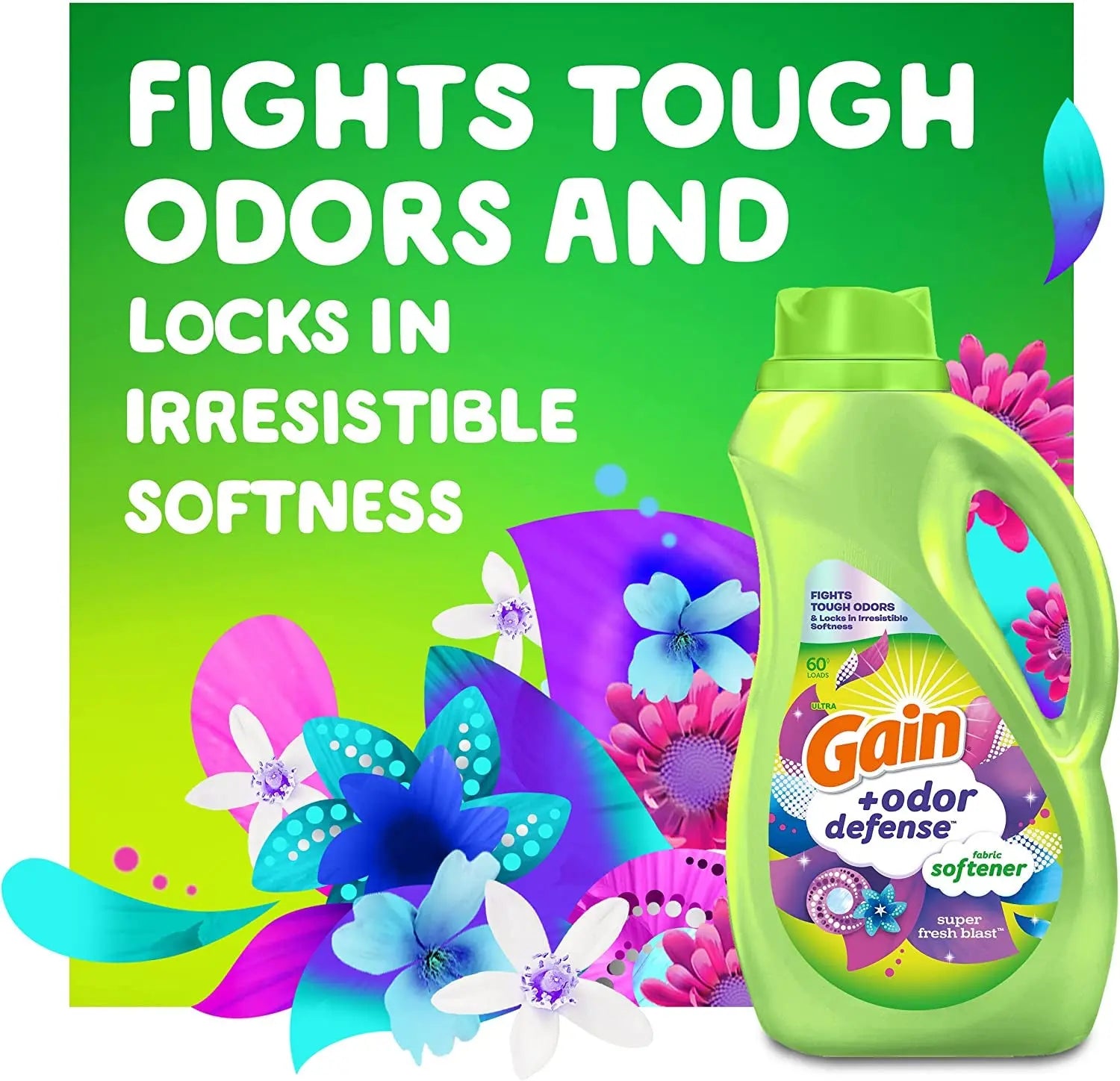+ Odor Defense Liquid Fabric Softener, Super Fresh Blast Scent, 140 Oz 190 Loads, HE Compatible