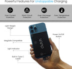Pro – World'S Thinnest Portable Charger – USB-C Power Bank 5000Mah – Magnetic Built-In Cable – TSA Approved Travel Charger – Iphone 15/16/17 & Android – Black