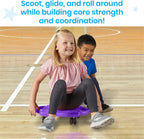 Red Indoor Scooter Board with Handles, Sit down Floor Scooter, Gym Activities for Kids, Indoor Sport Recess Games, Physical Education Equipment, Gross Motor Toy