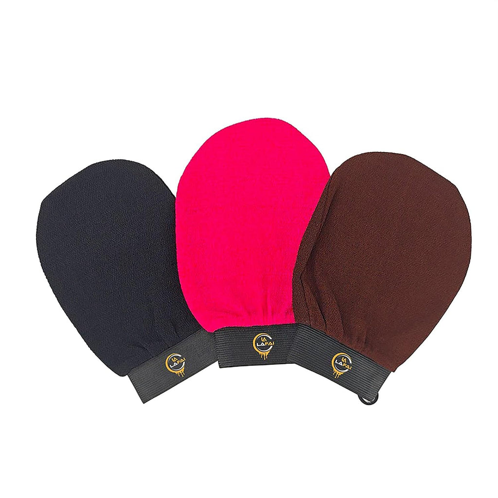 LA LAFAI Moroccan Exfoliating Glove | Exfoliating Body Scrubber for Bath & Shower | Exfoliating Mitt & Body Exfoliator—Body Scrubber Exfoliator | Dead Skin Remover—Self Care & Skin Care Gift (Brown)