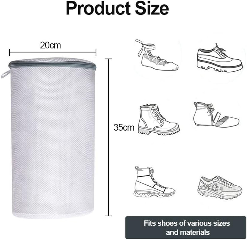 Shoes Wash Bags, Laundry Shoe Mesh Bag with Zipper for Washing and Drying Machine, Reusable and Durable Reinforced Shoe Cleaning Bag, Shoe Cleaning Laundry Bag for Gym Shoes, Sneaker, Slipper-White