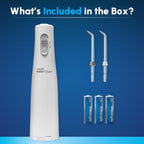 Cordless Express Water Flosser, Battery Operated & Portable for Travel & Home, ADA Accepted, Waterproof for Shower Use, White WF-02, Packaging May Vary
