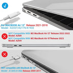 Compatible with 2022 2021 2020 Macbook Air 13 Inch Case M1 A2337 A2179 A1932, Hard Shell Case&Keyboard Cover&Screen Film for Mac Air 13 with Touch ID, Crystal Clear, AT13CYCL+2