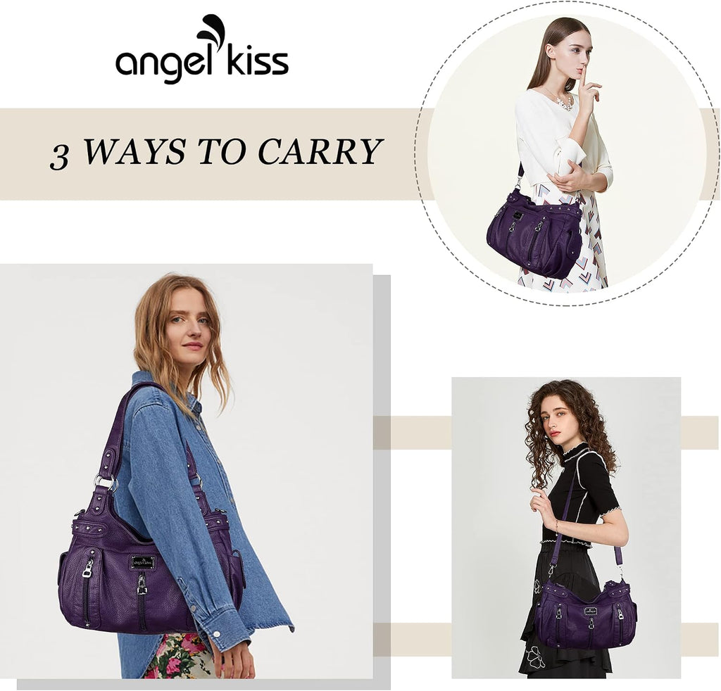 Large Purses and Handbags for Women Washed Faux Leather Crossbody Hobo Satchel Shoulder Handbag Tote Purse