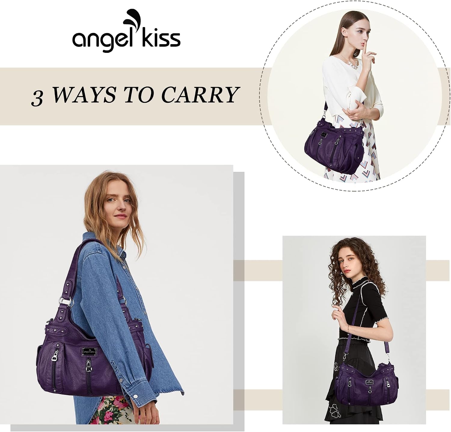 Large Purses and Handbags for Women Washed Faux Leather Crossbody Hobo Satchel Shoulder Handbag Tote Purse