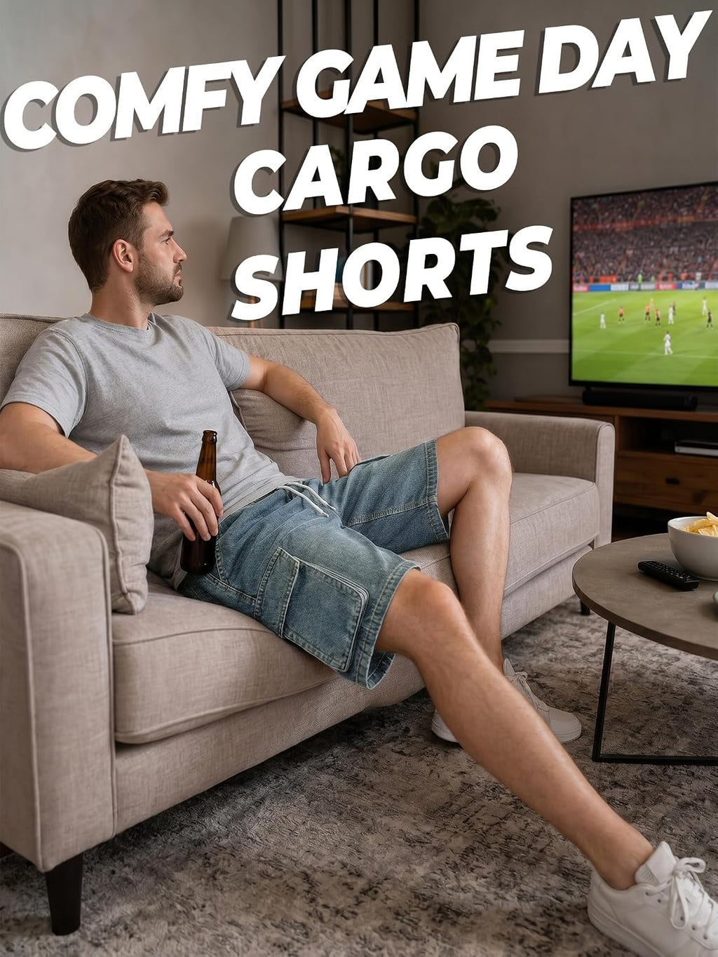 Baggy Jean Shorts Men, Y2K Jorts Cargo Ripped Elastic Waist, Mens Denim Shorts Comfy Casual Streetwear Summer