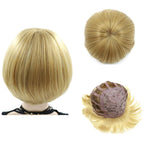 Girls Golden Mushroom Wig Short Bob Wig with Bangs Blonde Bowl Cut Wig Cap for Women