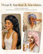 Adjustable Satin Sleep Bonnet, Double Layer Extra Long Hair Bonnet | Natural Hair Silk Feeling Bonnet for Braids, Locs, Curls - Women’S Night Hair Protection Cap