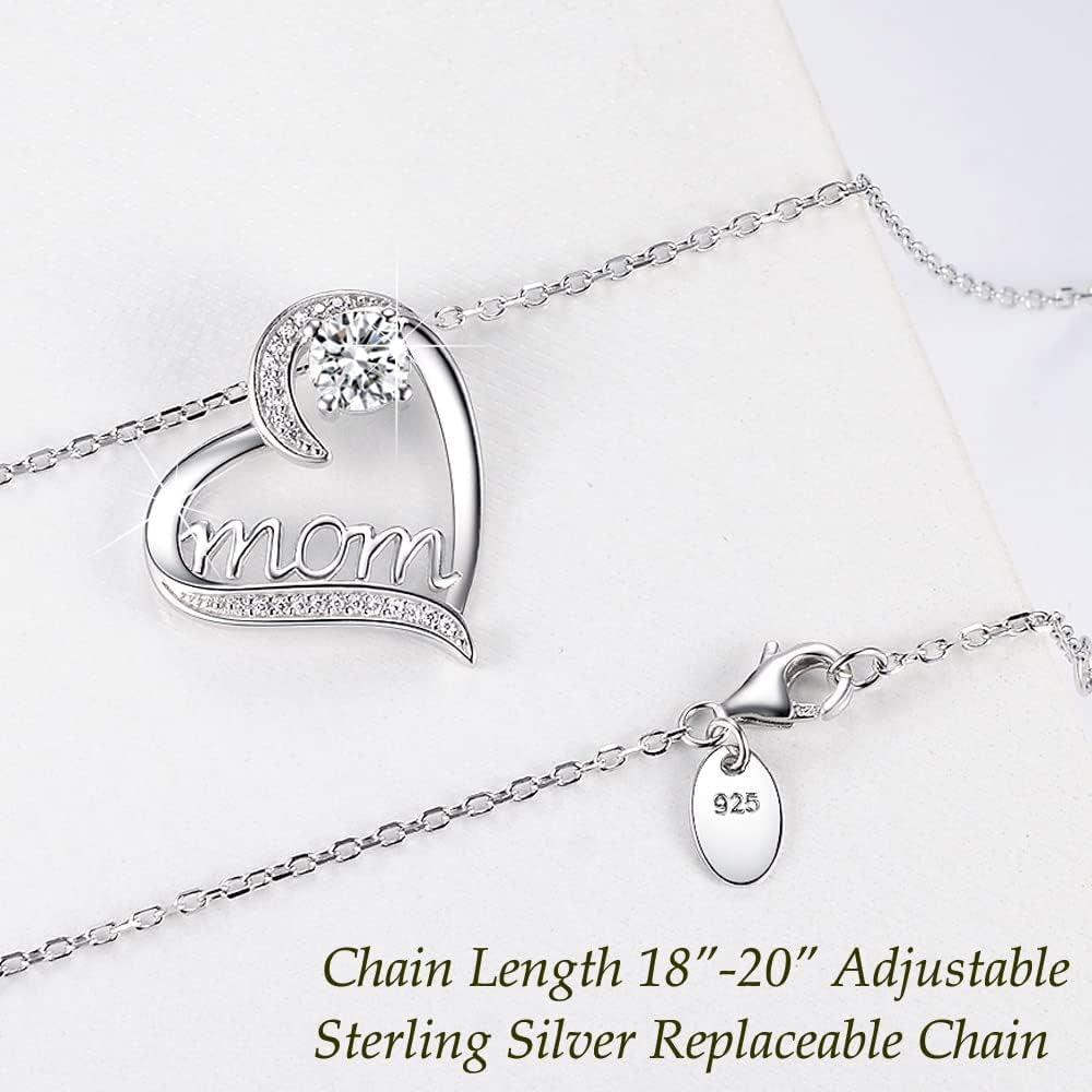 Birthday Gifts for Women 925 Sterling Silver Mom Necklace August September Birthstones Necklace Peridot Blue Sapphire and More Stones Jewelry for Her Love Heart Pendant Necklace